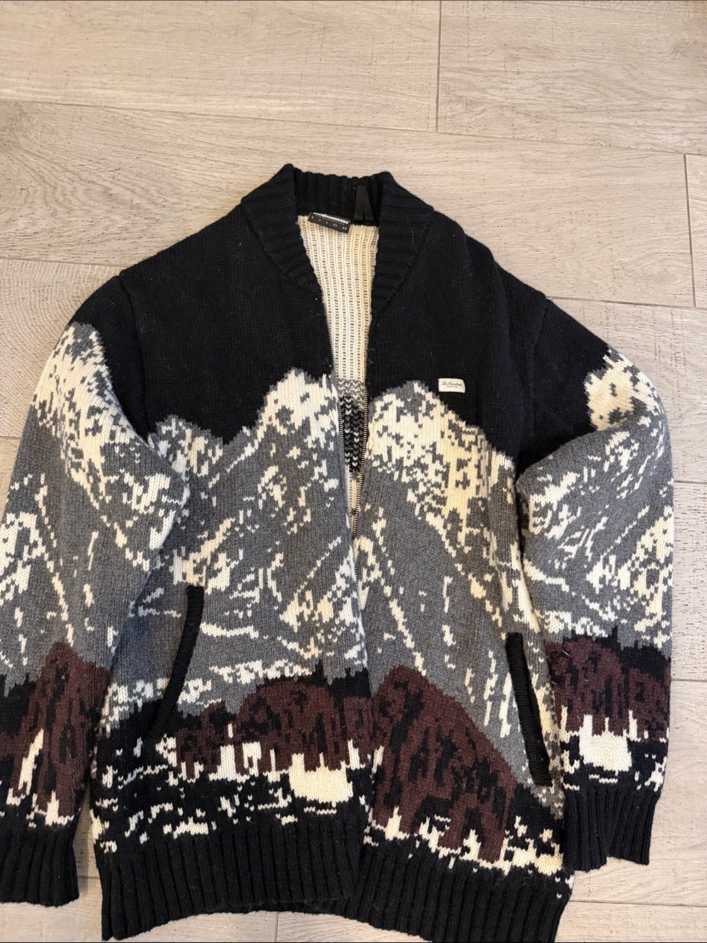 The Hundreds Black, Gray & Brown Mountain Zip Cardigan